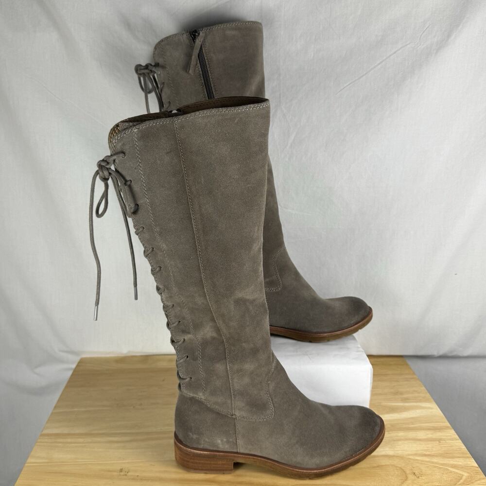 SOFFT SHARNELL GRAY SUEDE LACE BACK ZIP TALL BOOTS 6.5 M EUC